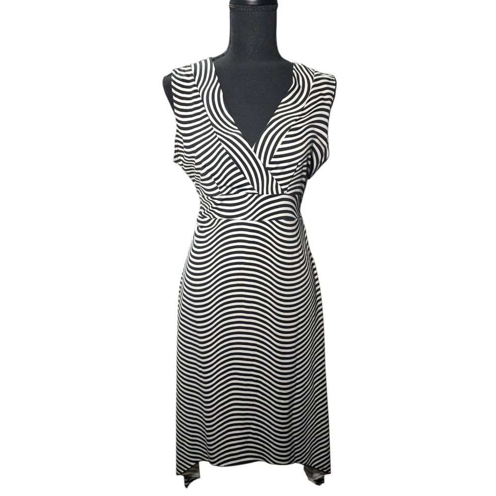 Design Handkerchief Hem Dress‎ Women's Black White Midi Career Cocktail